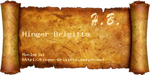 Hinger Brigitta névjegykártya